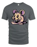 Cute Melting Mouse Graphic T Shirt Kawaii Drip Art Tee - gray t-shirt on white background