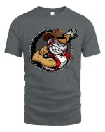 Outlaw Baseball Cowboy Graphic T-Shirt Wild West Sports Tee - gray t-shirt on white background