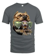 Savage Profit Pitbull Money Graphic T-Shirt Street Hustle Tee - gray t-shirt on white background