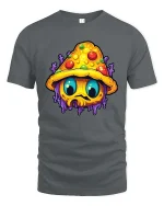 Psychedelic Mushroom Monster Graphic T-Shirt Trippy Art Tee - gray t-shirt on white background