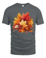 Autumn Maple Leaves Graphic T-Shirt Fall Nature Seasonal Tee - gray t-shirt on white background