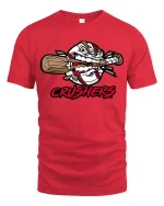 Baseball Crushers Graphic T-Shirt Power Hitter Team Tee - red t-shirt on white background