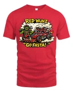 Red Wunz Go Fasta Orc Racing Graphic T Shirt Funny Tee - red t-shirt on white background