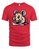 Cute Melting Mouse Graphic T Shirt Kawaii Drip Art Tee - red t-shirt on white background