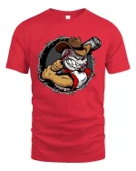 Outlaw Baseball Cowboy Graphic T-Shirt Wild West Sports Tee - red t-shirt on white background