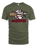 Baseball Crushers Graphic T-Shirt Power Hitter Team Tee - military green t-shirt on white background