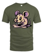 Cute Melting Mouse Graphic T Shirt Kawaii Drip Art Tee - military green t-shirt on white background