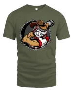 Outlaw Baseball Cowboy Graphic T-Shirt Wild West Sports Tee - military green t-shirt on white background