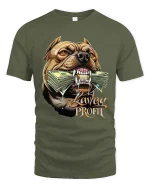 Savage Profit Pitbull Money Graphic T-Shirt Street Hustle Tee - military green t-shirt on white background