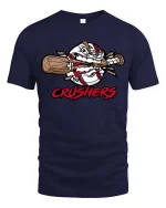 Baseball Crushers Graphic T-Shirt Power Hitter Team Tee - navy t-shirt on white background