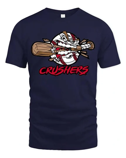 Baseball Crushers Graphic T-Shirt Power Hitter Team Tee - navy t-shirt on white background