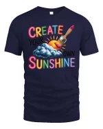 Create Your Own Sunshine Graphic T-Shirt Positive Art Tee - navy t-shirt on white background