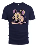 Cute Melting Mouse Graphic T Shirt Kawaii Drip Art Tee - navy t-shirt on white background