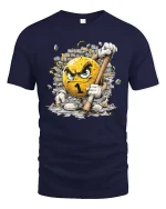 Angry Number One Smash Graphic T-Shirt Funny Attitude Tee - navy t-shirt on white background