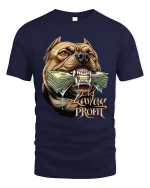 Savage Profit Pitbull Money Graphic T-Shirt Street Hustle Tee - navy t-shirt on white background