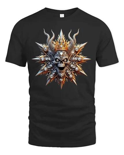 Royal Skull King Crown Dark Gothic Graphic T Shirt - black t-shirt on white background
