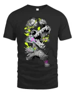Neon Crocodile Streetwear Graffiti Graphic T Shirt Style - black t-shirt on white background