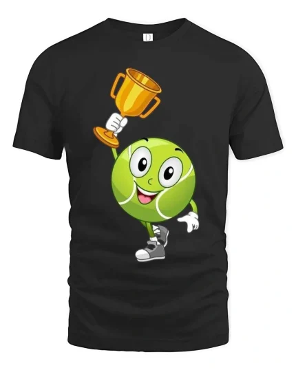 Tennis Champion Cute Ball Winner Graphic T Shirt Style - black t-shirt on white background