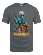Protocol Zero Void Alien Sci Fi Street Graphic T Shirt - gray t-shirt on white background