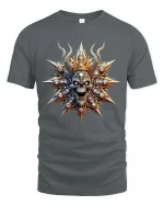 Royal Skull King Crown Dark Gothic Graphic T Shirt - gray t-shirt on white background