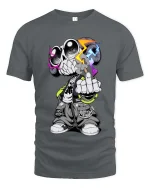 Street Skull Rebel Neon Urban Graphic T Shirt Style - gray t-shirt on white background