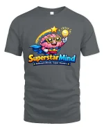 Superstar Mind Brain Hero Smart Graphic T Shirt Style - gray t-shirt on white background