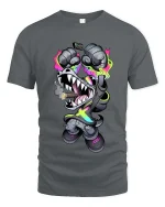 Street Crocodile Hype Beast Neon Urban Graphic T Shirt - gray t-shirt on white background