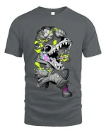 Neon Crocodile Streetwear Graffiti Graphic T Shirt Style - gray t-shirt on white background