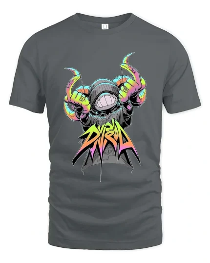 Divine Neon Street Hands Urban Graffiti Graphic T Shirt - gray t-shirt on white background