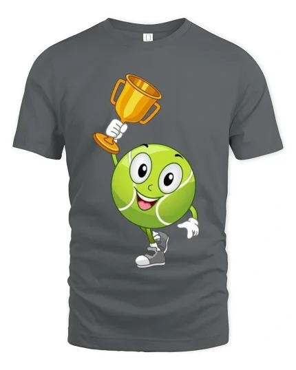 Tennis Champion Cute Ball Winner Graphic T Shirt Style - gray t-shirt on white background