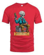 Protocol Zero Void Alien Sci Fi Street Graphic T Shirt - red t-shirt on white background