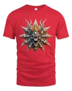 Royal Skull King Crown Dark Gothic Graphic T Shirt - red t-shirt on white background