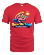 Superstar Mind Brain Hero Smart Graphic T Shirt Style - red t-shirt on white background