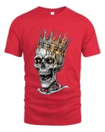 Burning Crown Skull King Dark Gothic Graphic T Shirt - red t-shirt on white background