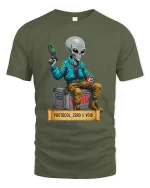 Protocol Zero Void Alien Sci Fi Street Graphic T Shirt - military green t-shirt on white background