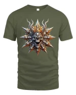 Royal Skull King Crown Dark Gothic Graphic T Shirt - military green t-shirt on white background
