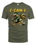 Funny Chicken Football Fan Humor Graphic T Shirt Style - military green t-shirt on white background