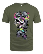 Street Crocodile Hype Beast Neon Urban Graphic T Shirt - military green t-shirt on white background