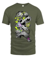Neon Crocodile Streetwear Graffiti Graphic T Shirt Style - military green t-shirt on white background