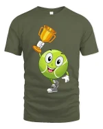 Tennis Champion Cute Ball Winner Graphic T Shirt Style - military green t-shirt on white background
