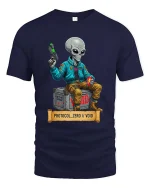 Protocol Zero Void Alien Sci Fi Street Graphic T Shirt - navy t-shirt on white background