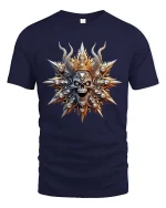 Royal Skull King Crown Dark Gothic Graphic T Shirt - navy t-shirt on white background