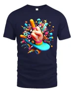 Creative Skate Hand Pop Art Colorful Graphic T Shirt Style - navy t-shirt on white background
