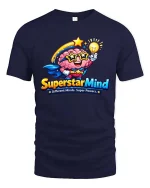 Superstar Mind Brain Hero Smart Graphic T Shirt Style - navy t-shirt on white background