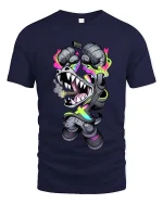 Street Crocodile Hype Beast Neon Urban Graphic T Shirt - navy t-shirt on white background