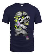 Neon Crocodile Streetwear Graffiti Graphic T Shirt Style - navy t-shirt on white background