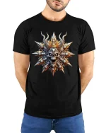 Royal Skull King Crown Dark Gothic Graphic T Shirt - model wearing black tee with hands behind back