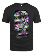 Neon Graffiti Wolf Street Art Graphic T Shirt Urban Style - black t-shirt on white background