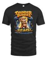 Thunder Buddies Bear Graphic T Shirt Cute Funny Storm - black t-shirt on white background
