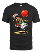 Funny Coffee Server Chaos Graphic T Shirt Cartoon Humor - black t-shirt on white background